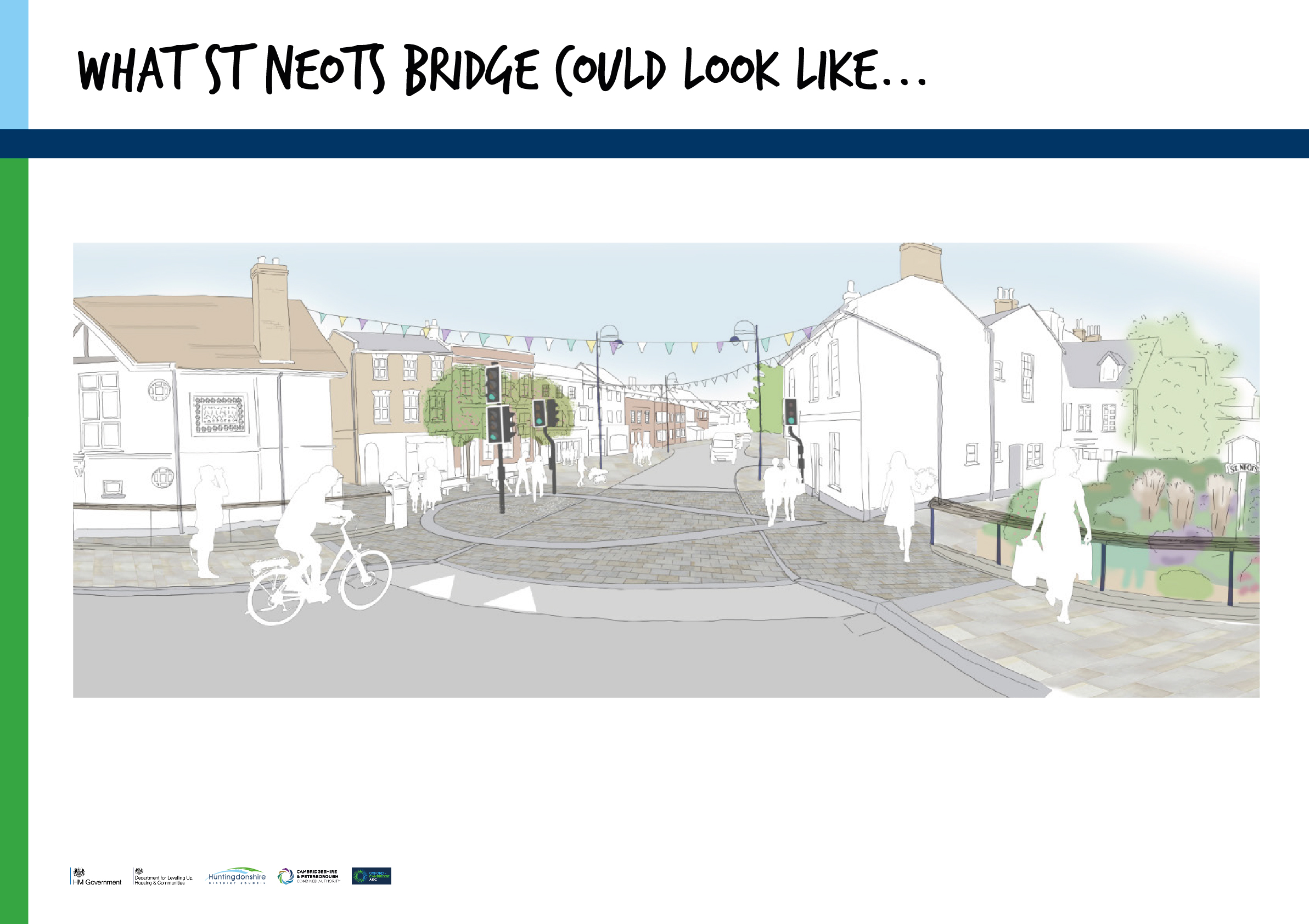 What St Neots Bridge could look like. Image showing a mock-up of the bridge and surrounding area.