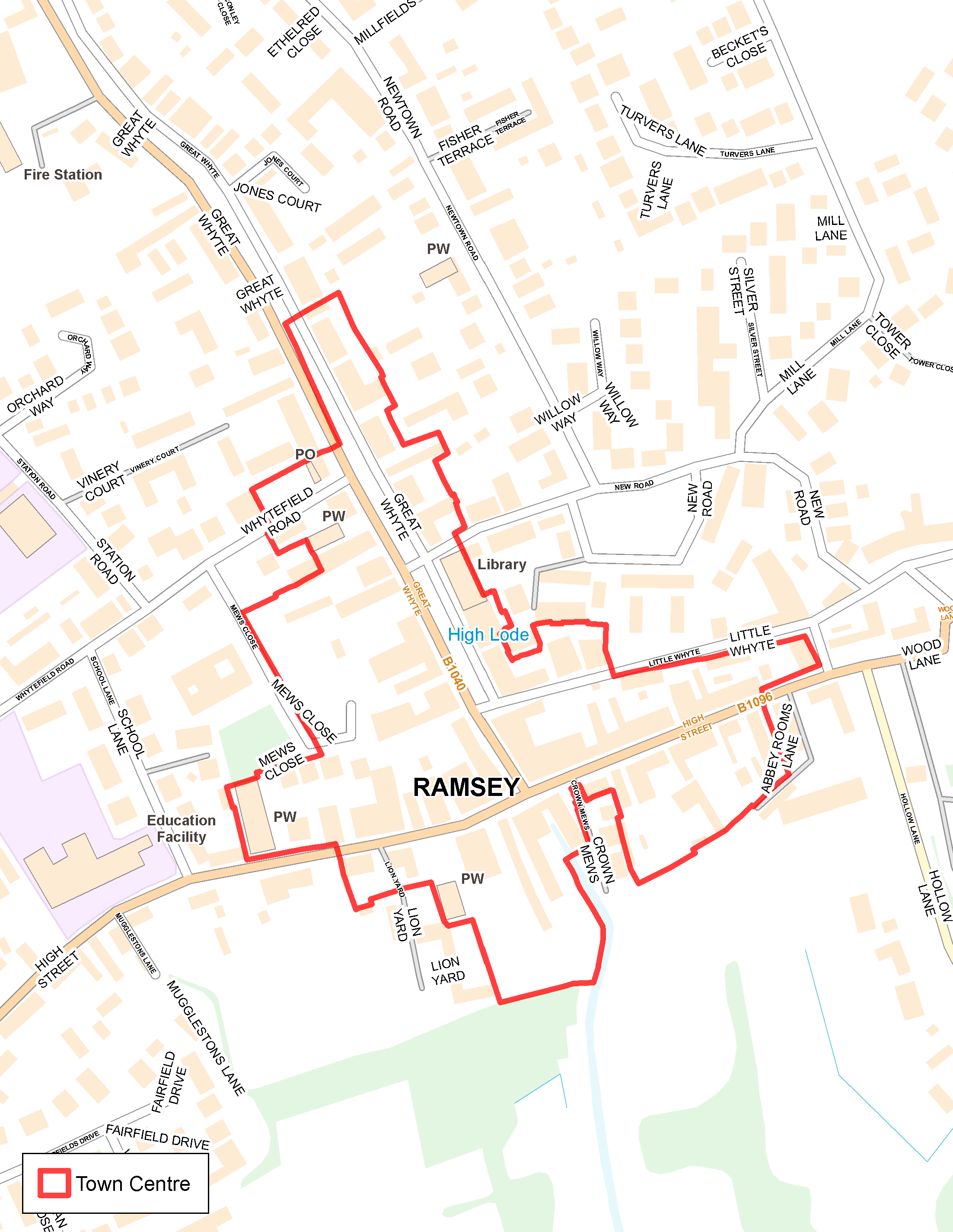 Map of Ramsey town centre boundary